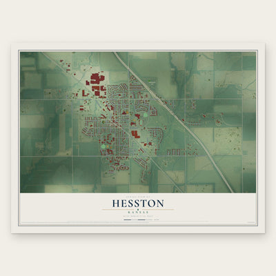 Hesston, Kansas map print, the full design