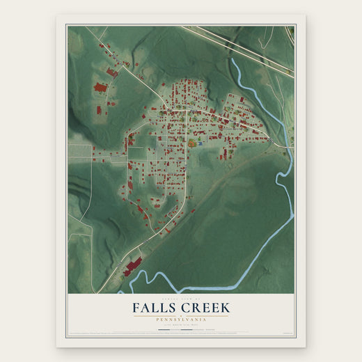 Falls Creek, Pennsylvania map print, the full design