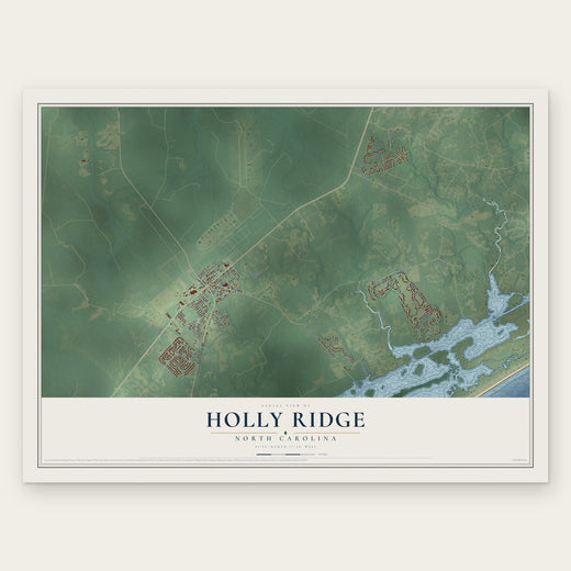 Holly Ridge, North Carolina map print, the full design