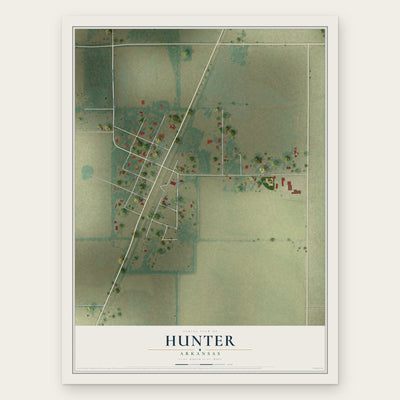 Hunter, Arkansas map print, the full design