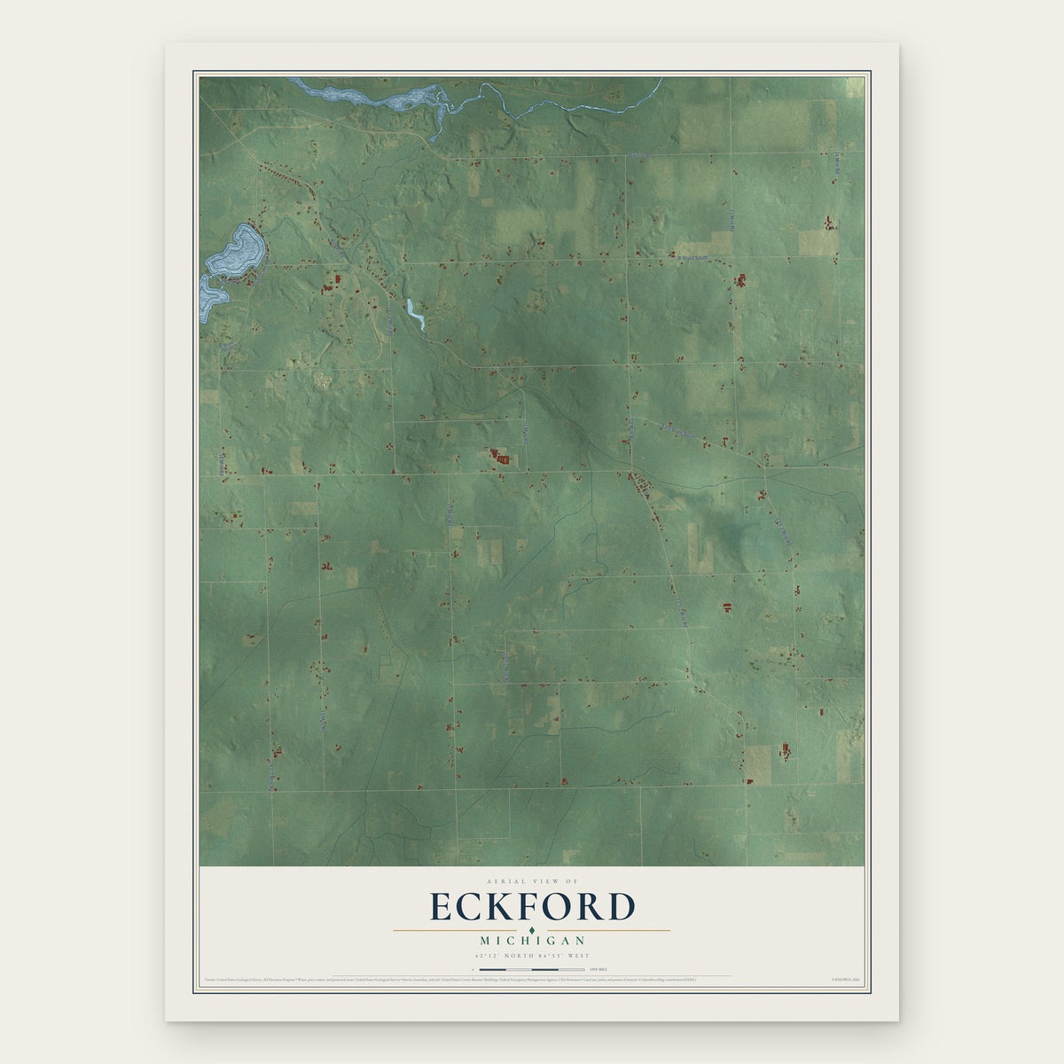 Eckford, Michigan map print, the full design
