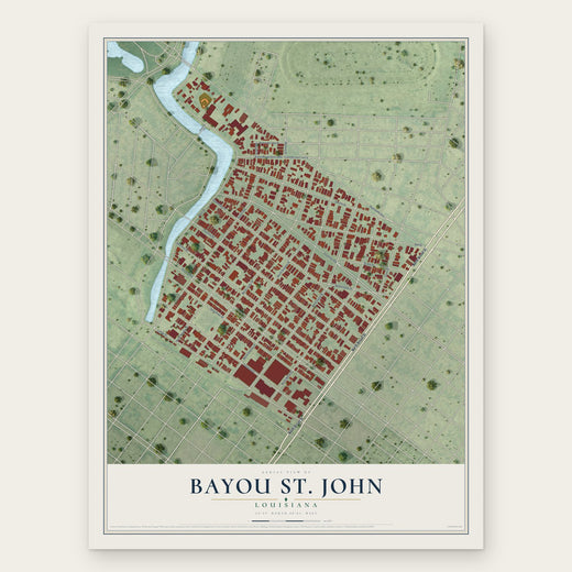 Bayou St. John, Louisiana map print, the full design