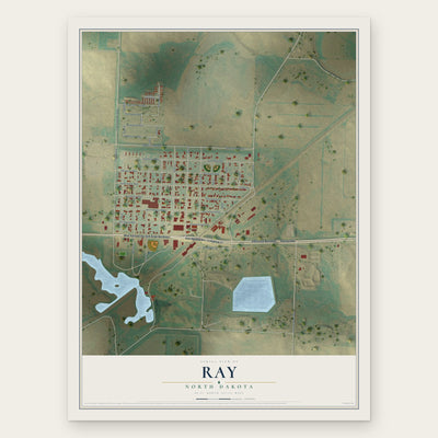 Ray, North Dakota map print, the full design