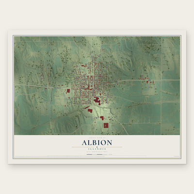 Albion, Illinois map print, the full design
