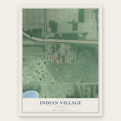Indian Village, Indiana map print, the full design