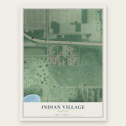 Indian Village, Indiana map print, the full design
