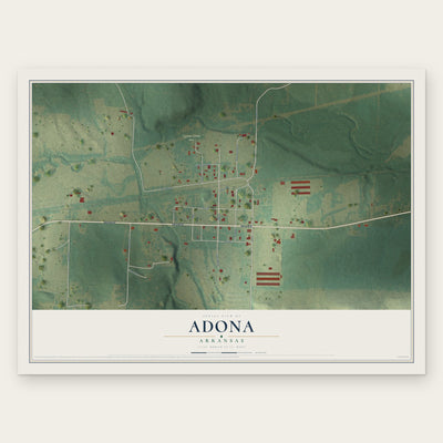 Adona, Arkansas map print, the full design