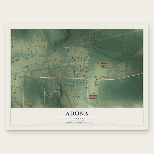 Adona, Arkansas map print, the full design