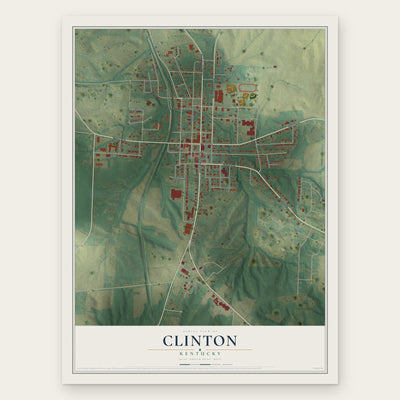 Clinton, Kentucky map print, the full design