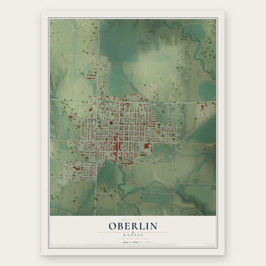 Oberlin, Kansas map print, the full design