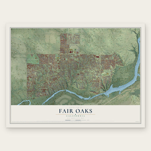 Fair Oaks, California map print, the full design