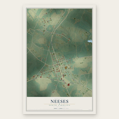 Neeses, South Carolina map print, the full design