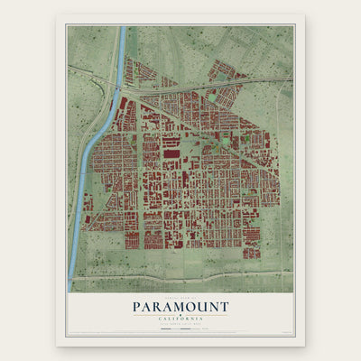 Paramount, California map print, the full design