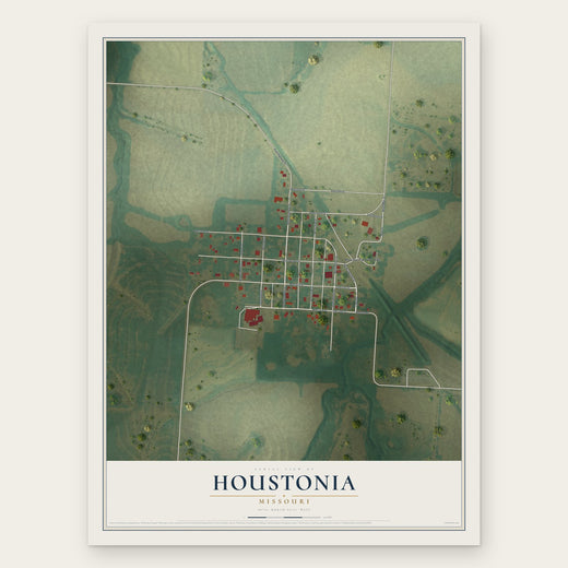 Houstonia, Missouri map print, the full design