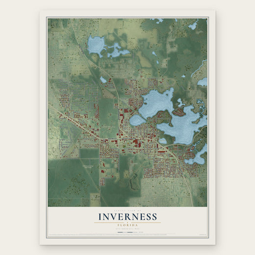 Inverness, Florida map print, the full design
