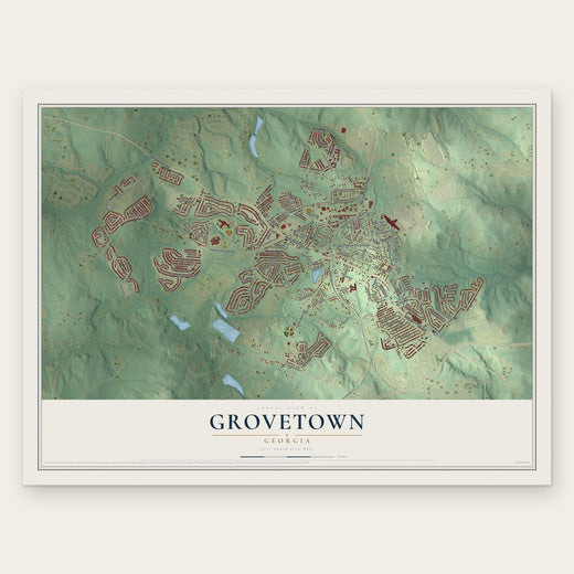 Grovetown, Georgia map print, the full design