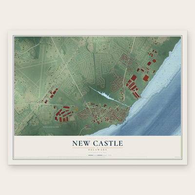 New Castle, Delaware map print, the full design