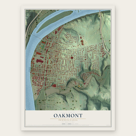Oakmont, Pennsylvania map print, the full design