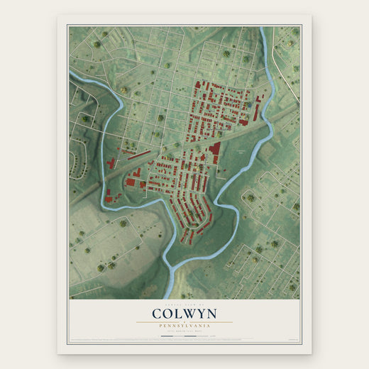 Colwyn, Pennsylvania map print, the full design