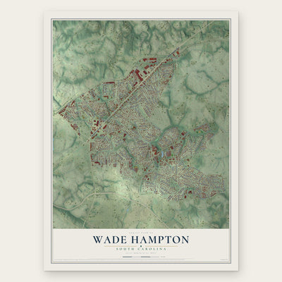 Wade Hampton, South Carolina map print, the full design