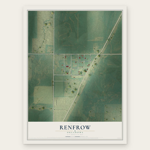 Renfrow, Oklahoma map print, the full design