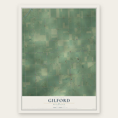 Gilford, Michigan map print, the full design