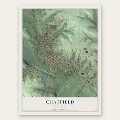 Chatfield, Minnesota map print, the full design