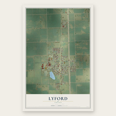 Lyford, Texas map print, the full design