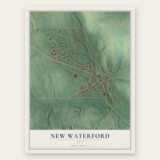 New Waterford, Ohio map print, the full design