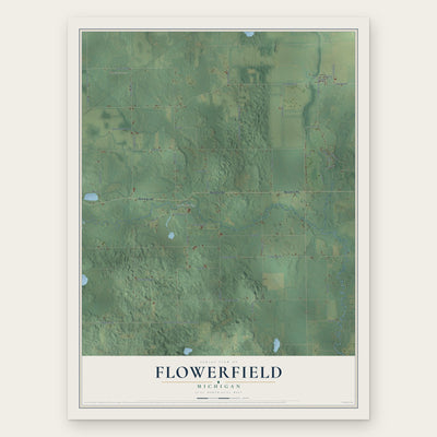 Flowerfield, Michigan map print, the full design