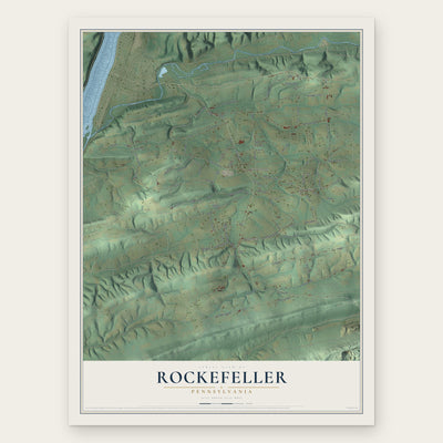Rockefeller, Pennsylvania map print, the full design