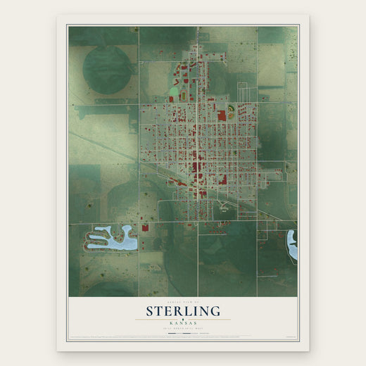 Sterling, Kansas map print, the full design