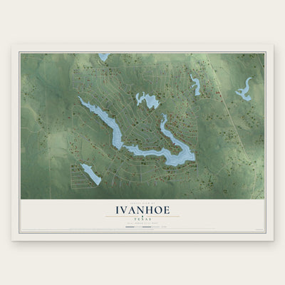 Ivanhoe, Texas map print, the full design