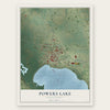 Powers Lake, North Dakota map print, the full design