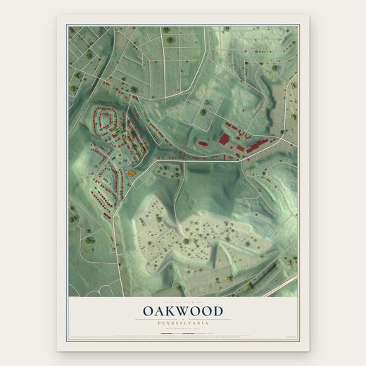 Oakwood, Pennsylvania map print, the full design