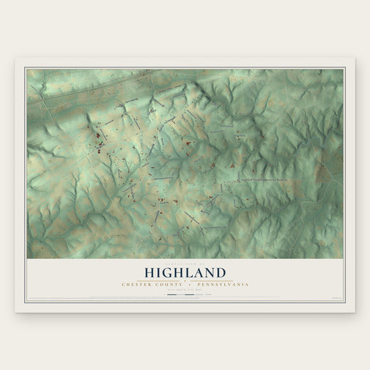 Highland, Chester County, Pennsylvania map print, the full design