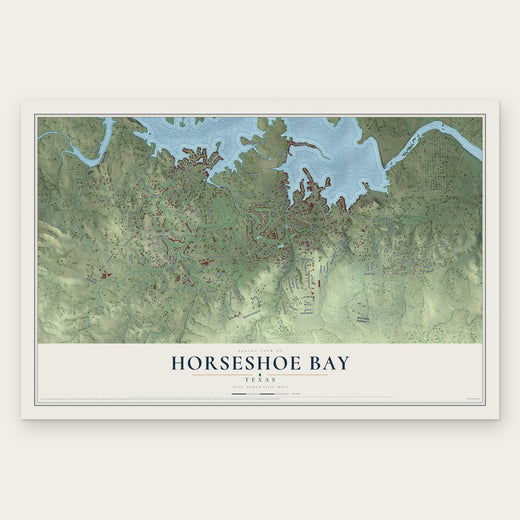 Horseshoe Bay, Texas map print, the full design