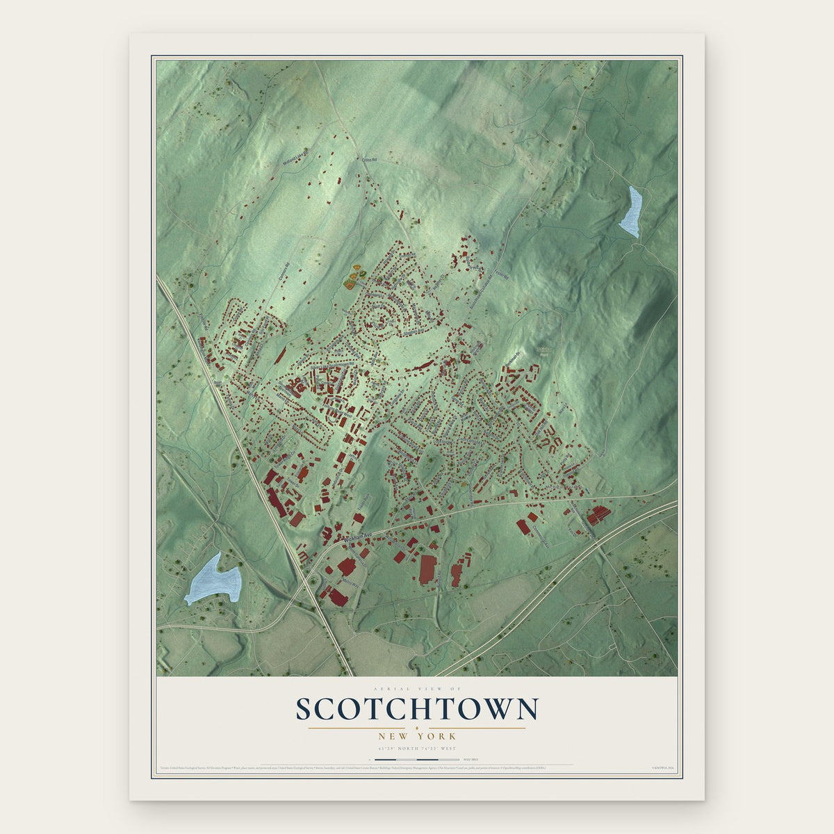 Scotchtown, New York map print, the full design