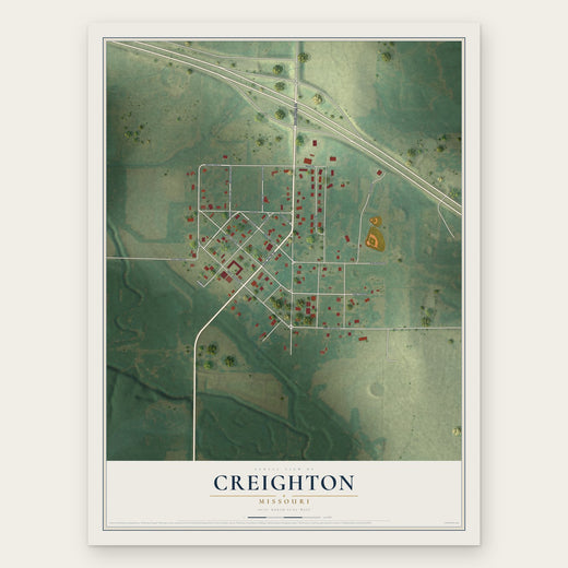 Creighton, Missouri map print, the full design