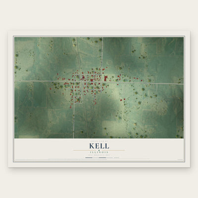 Kell, Illinois map print, the full design