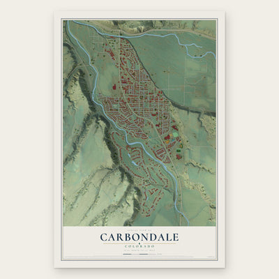 Carbondale, Colorado map print, the full design