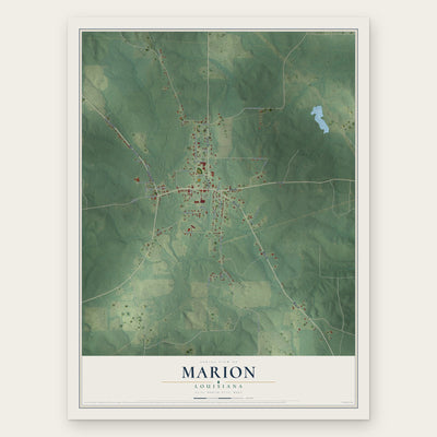 Marion, Louisiana map print, the full design
