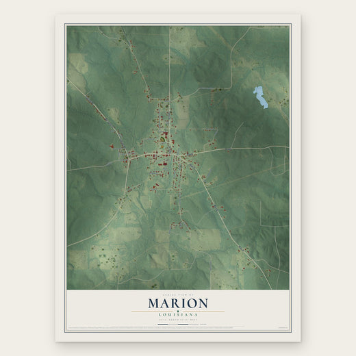 Marion, Louisiana map print, the full design