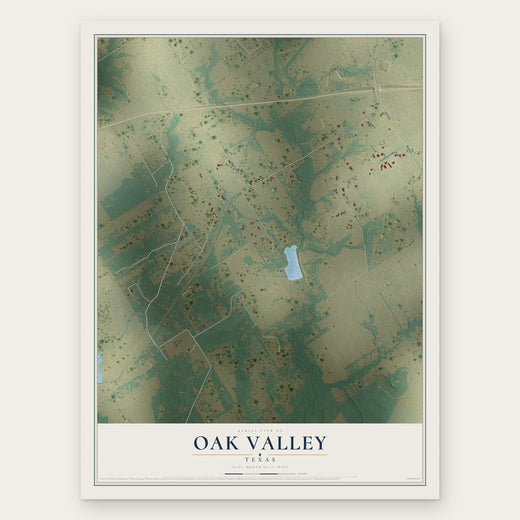 Oak Valley, Texas map print, the full design
