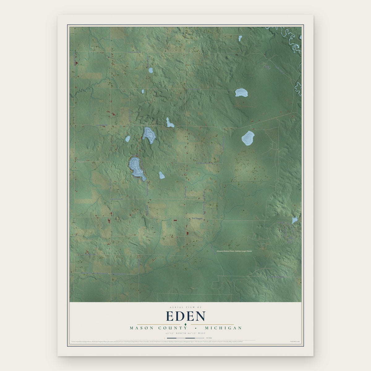Eden, Mason County, Michigan map print, the full design