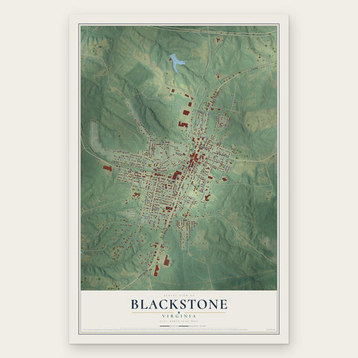 Blackstone, Virginia map print, the full design