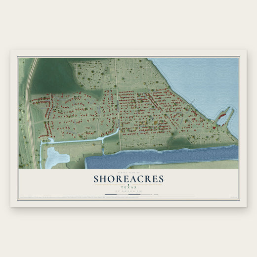 Shoreacres, Texas map print, the full design