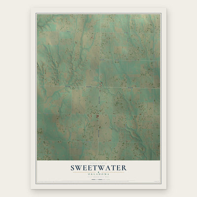 Sweetwater, Oklahoma map print, the full design