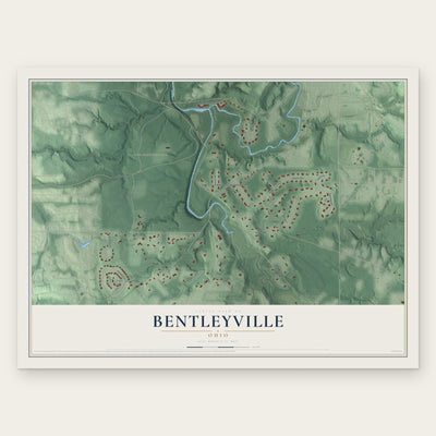 Bentleyville, Ohio map print, the full design