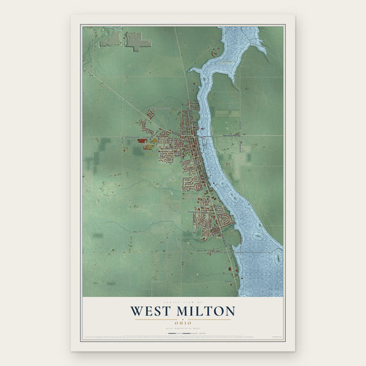 West Milton, Ohio map print, the full design